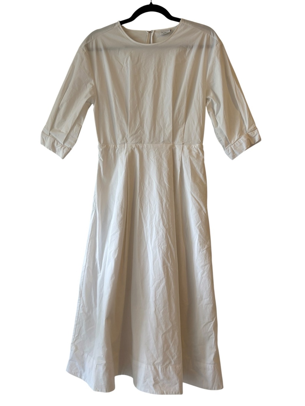 Aritzia Babaton Brighton Poplin White Midi Dress with 3/4 Sleeves XS Fit & Flare - Picture 6 of 15